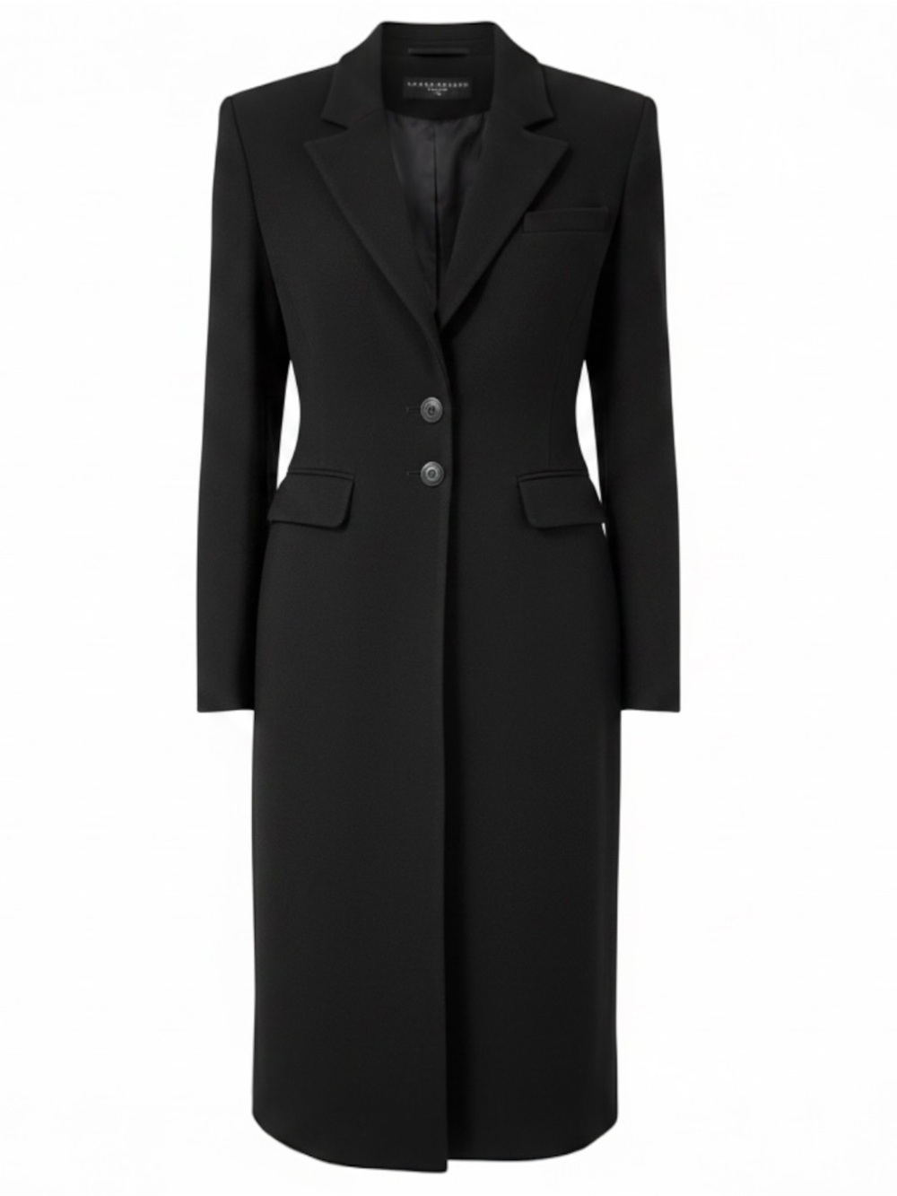 Karen Millen Black Single-Breasted Long Pea Coat
